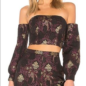 LPA Off the Shoulder Floral Crop Top XS